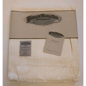 NWT Faribault Woolen Mills Wool Cream Acrylic Blend Blanket Throw USA 59" X 52"
